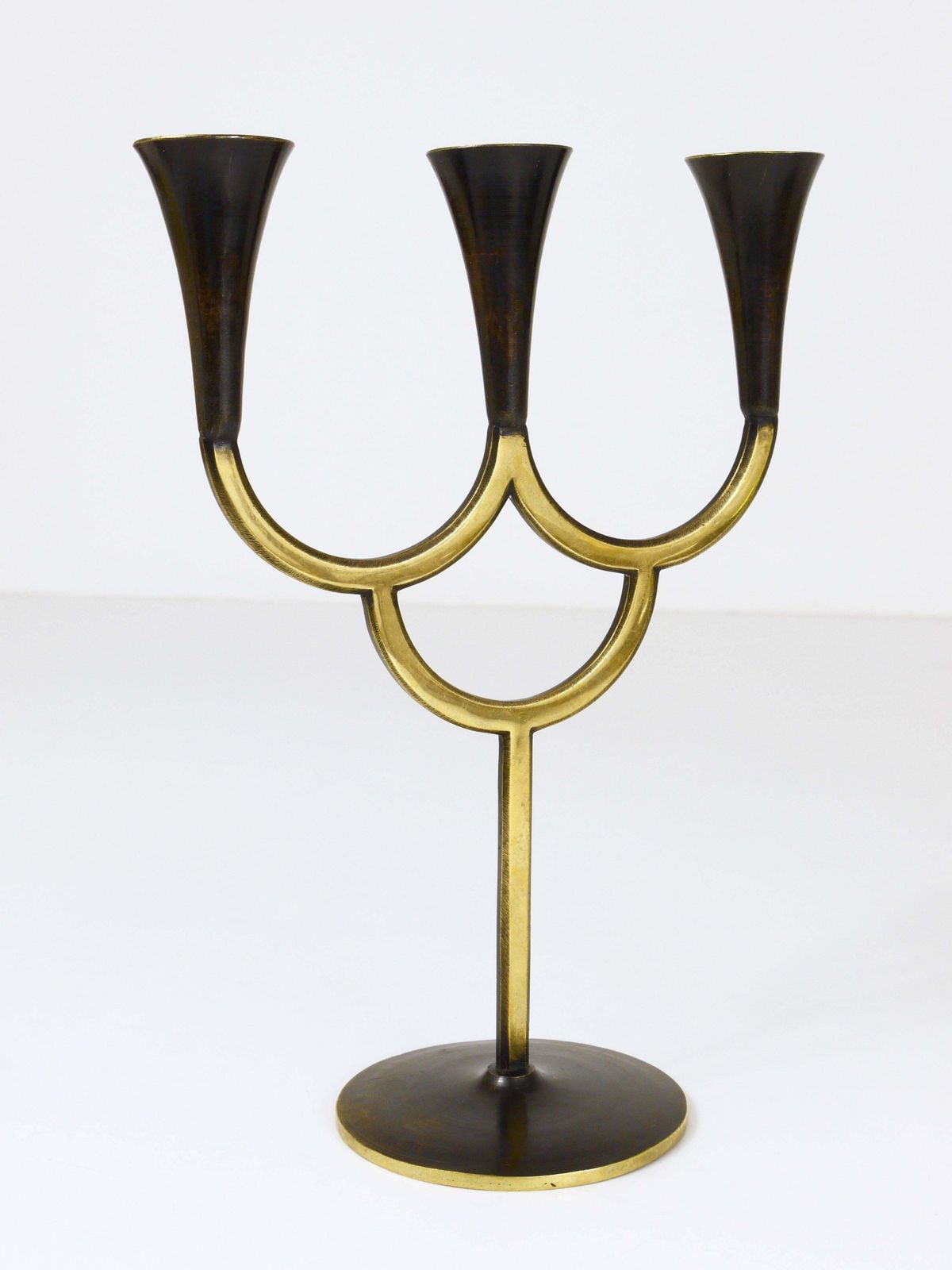 Richard Rohac Brass Candelabra Mid Century Candle Holder, Vienna, Austria, 1950s photo vintage