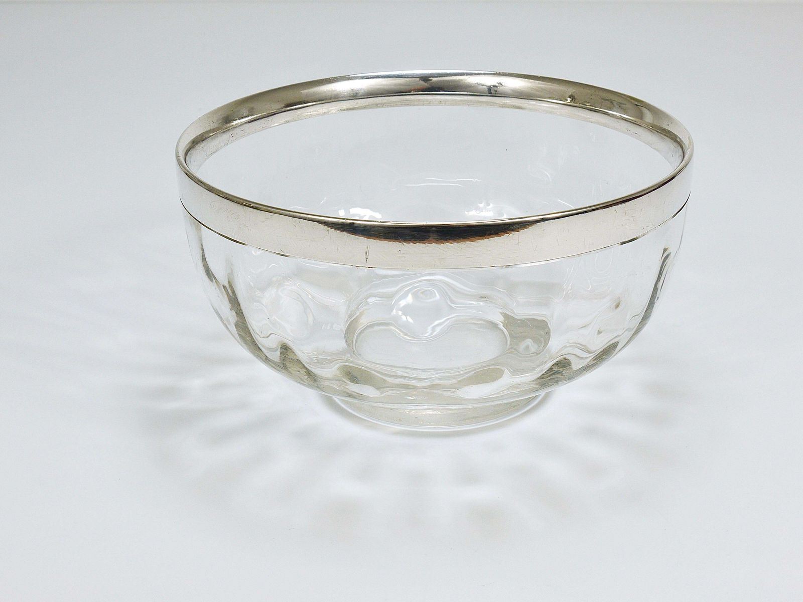 Koloman Moser Art Nouveau Meteor Bowl With Silver Rim, Bakalowits Vienna, 1900s photo vintage