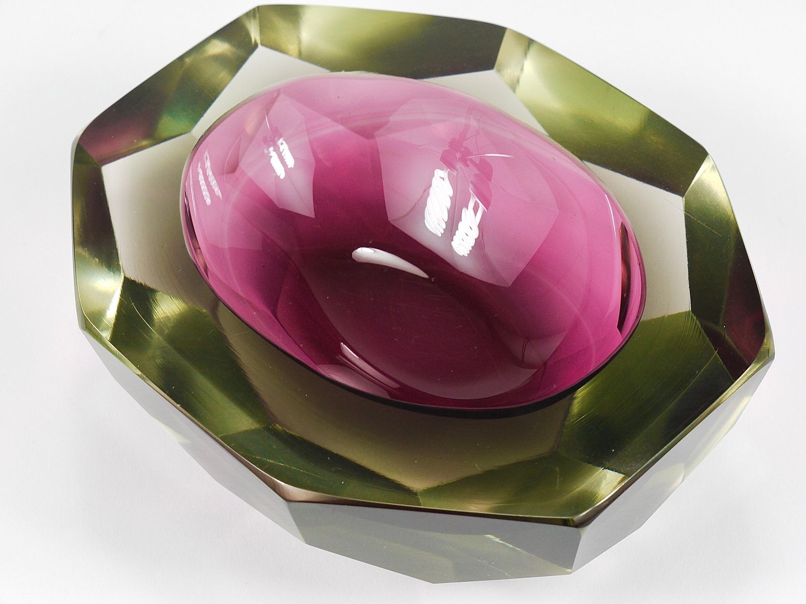 Flavio Poli Sommerso Caviar Murano Glass Diamond Bowl By Seguso, Italy, 1960s photo furniture