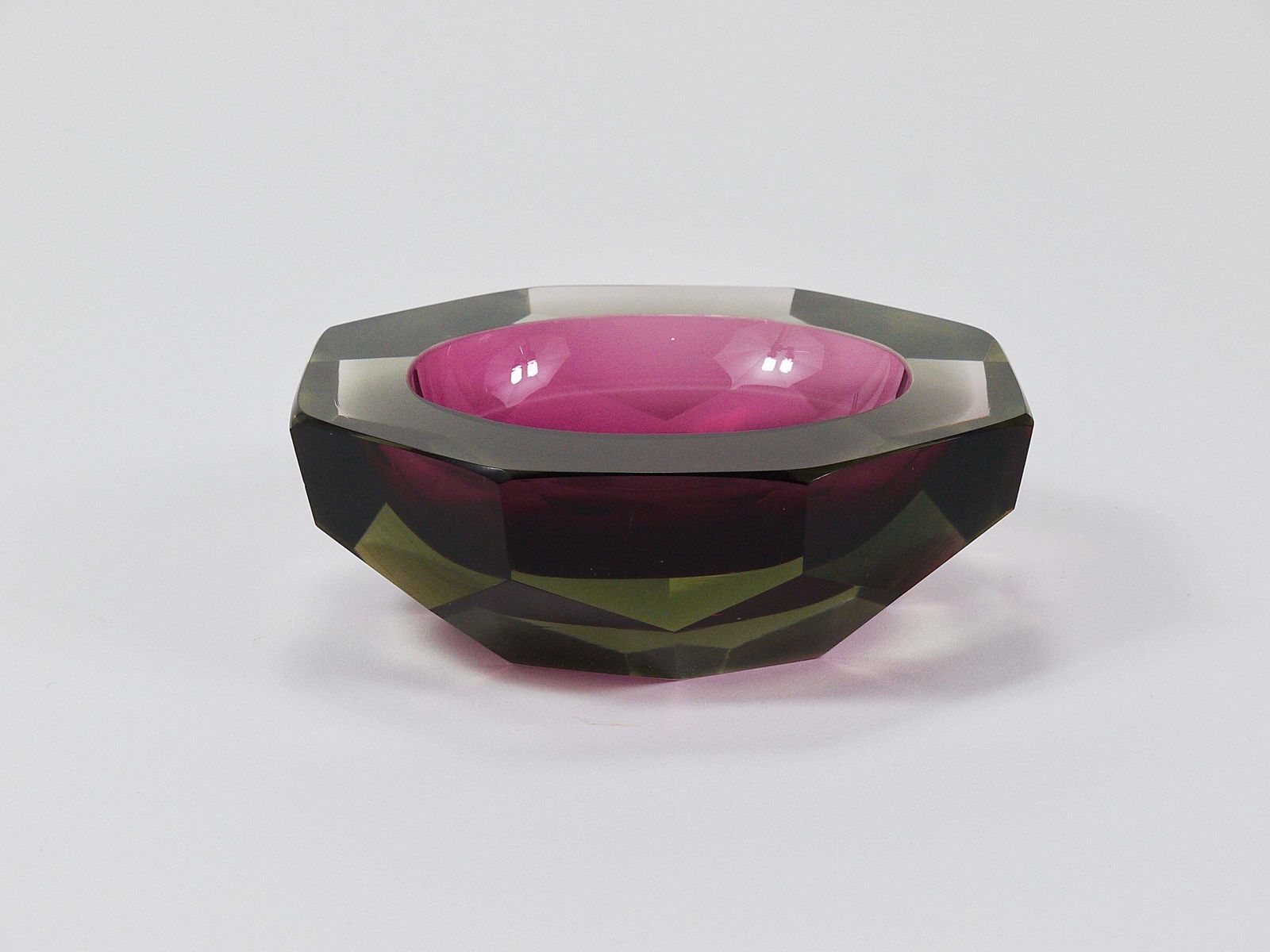 Flavio Poli Sommerso Caviar Murano Glass Diamond Bowl By Seguso, Italy, 1960s photo Home Decor