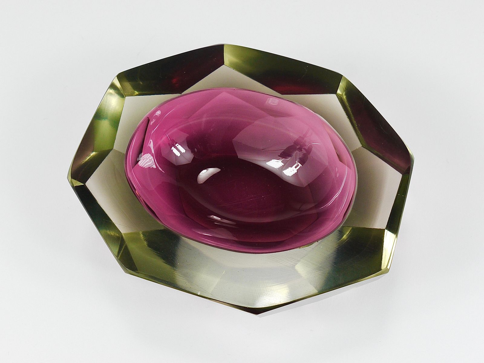 Flavio Poli Sommerso Caviar Murano Glass Diamond Bowl By Seguso, Italy, 1960s photo 967.0