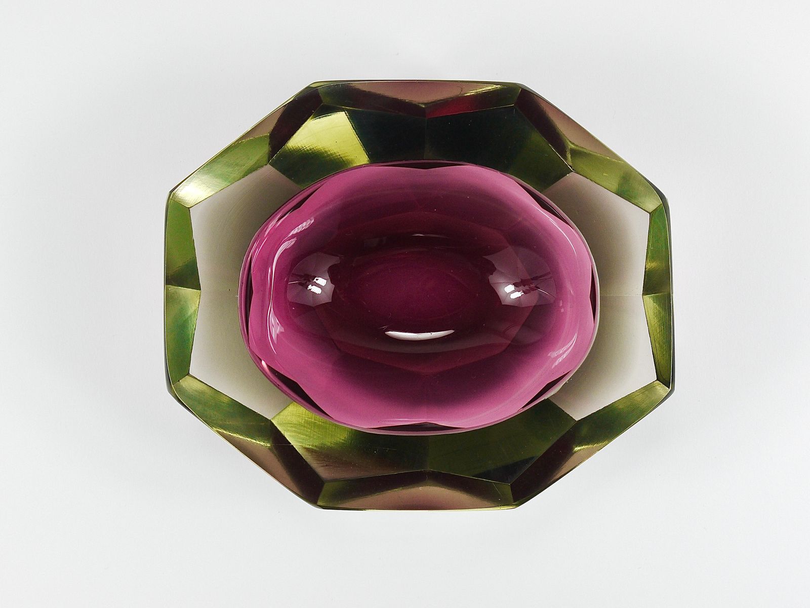 photo vintage Flavio Poli Sommerso Caviar Murano Glass Diamond Bowl By Seguso, Italy, 1960s