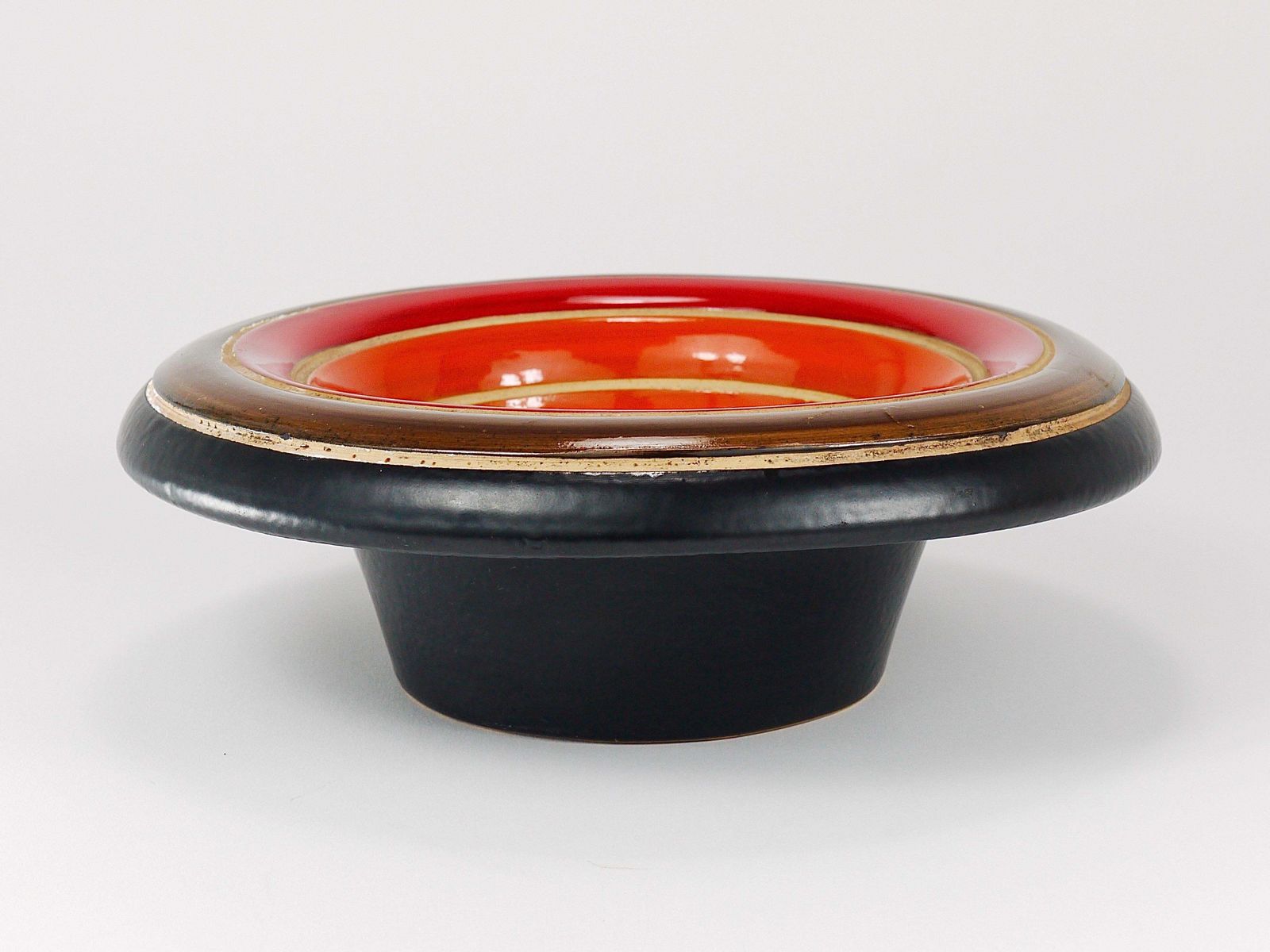 Aldo Londi Bitossi Striped Mid Century Ceramic Centerpiece Bowl, Italy, 1960s photo buy
