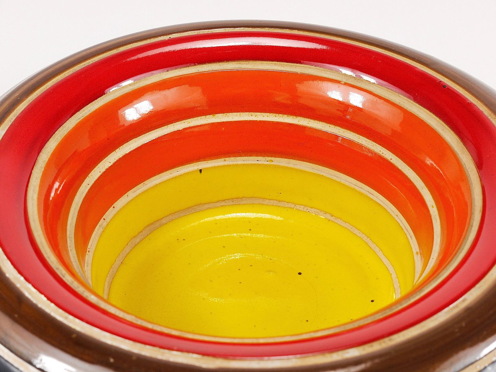 photo vinterior Aldo Londi Bitossi Striped Mid Century Ceramic Centerpiece Bowl, Italy, 1960s