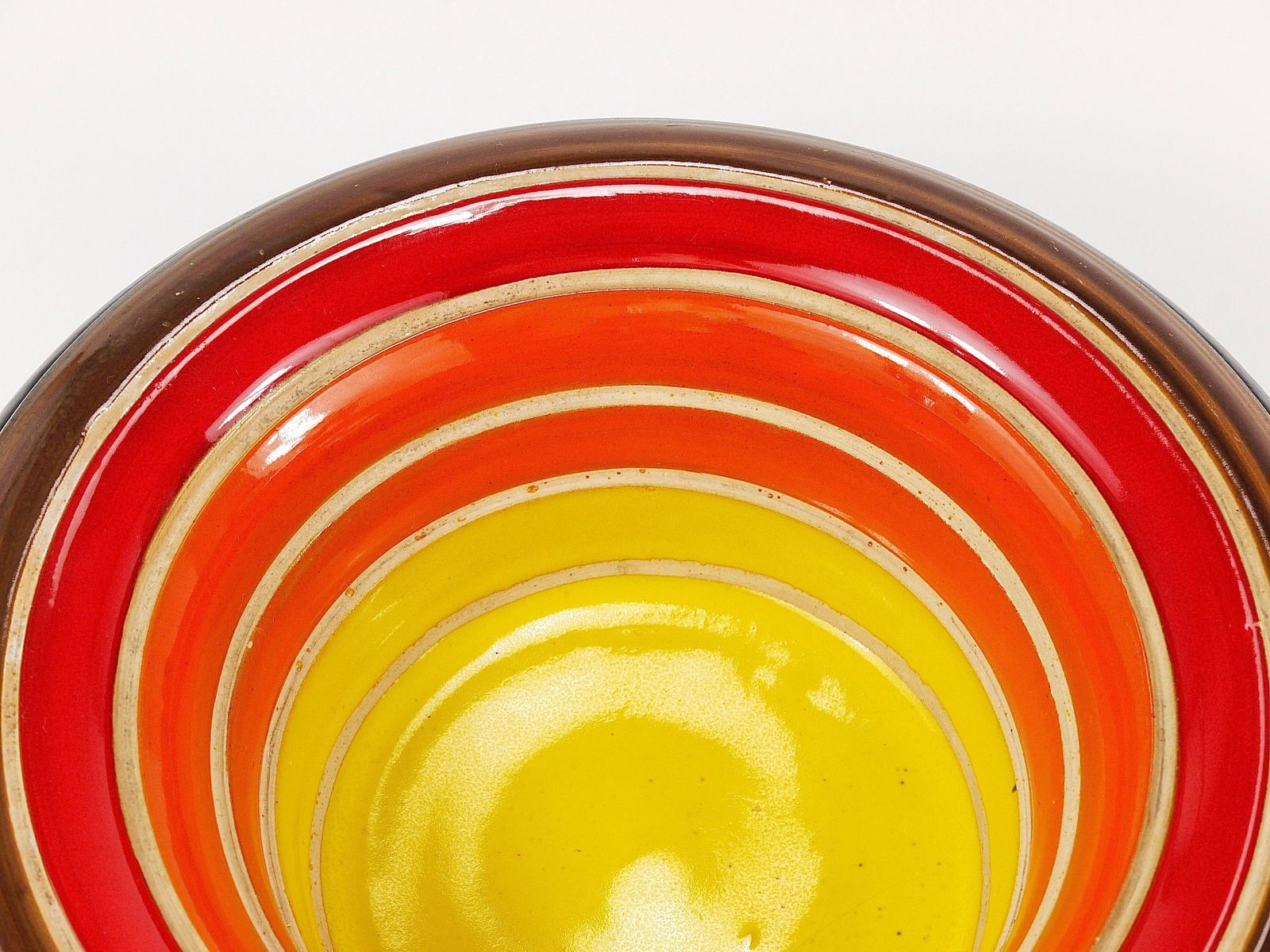 photo vintage Aldo Londi Bitossi Striped Mid Century Ceramic Centerpiece Bowl, Italy, 1960s