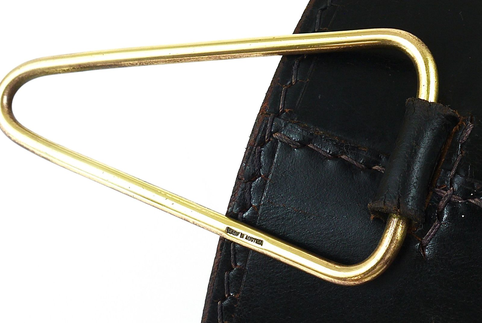 Mid Century Carl Auböck Black Leather & Brass Wastepaper Basket, Austria, 1950s photo Home Decor