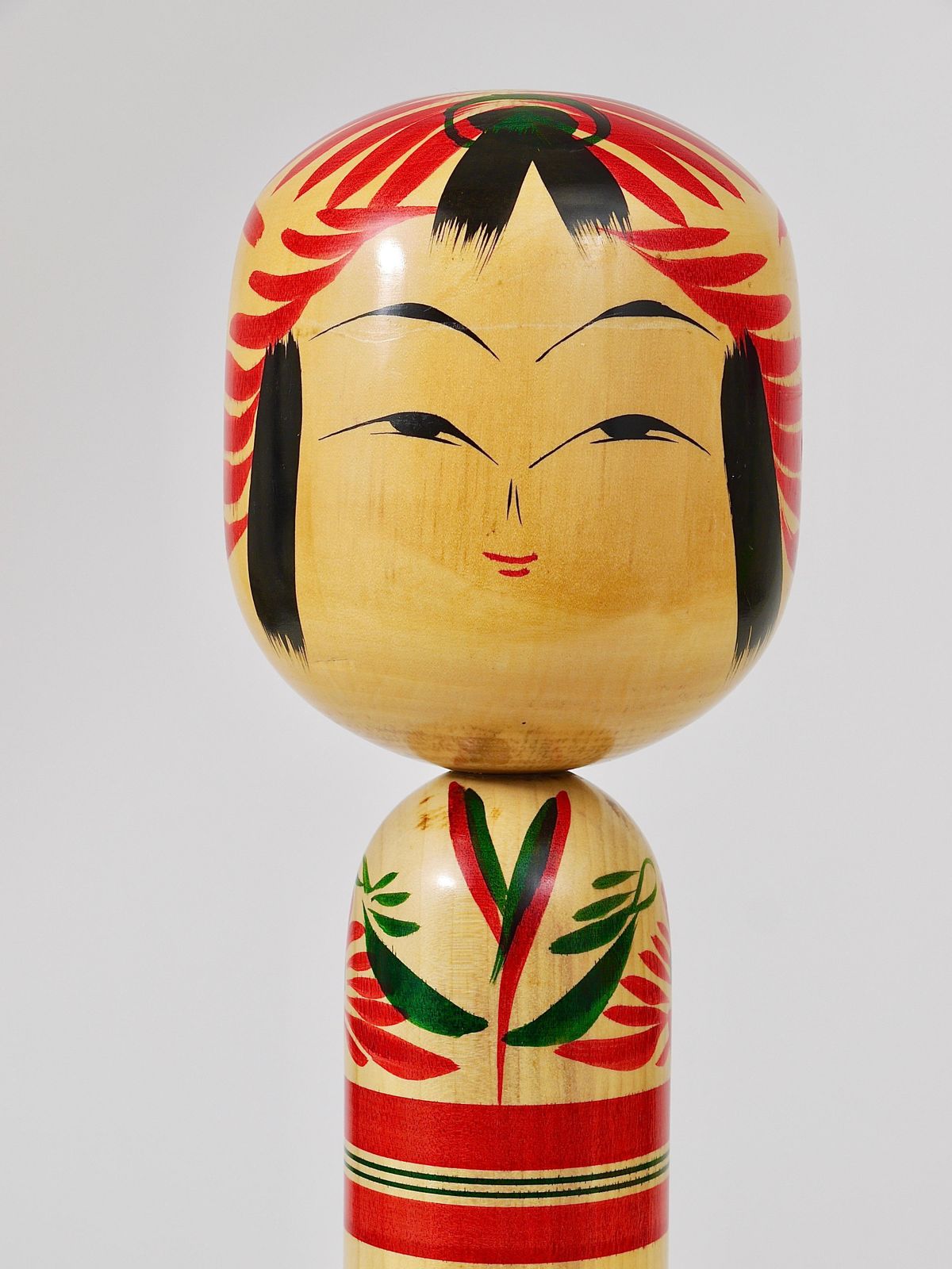 Decorative Kokeshi Doll Sculpture From Northern Japan, Hand Painted, Signed photo buy