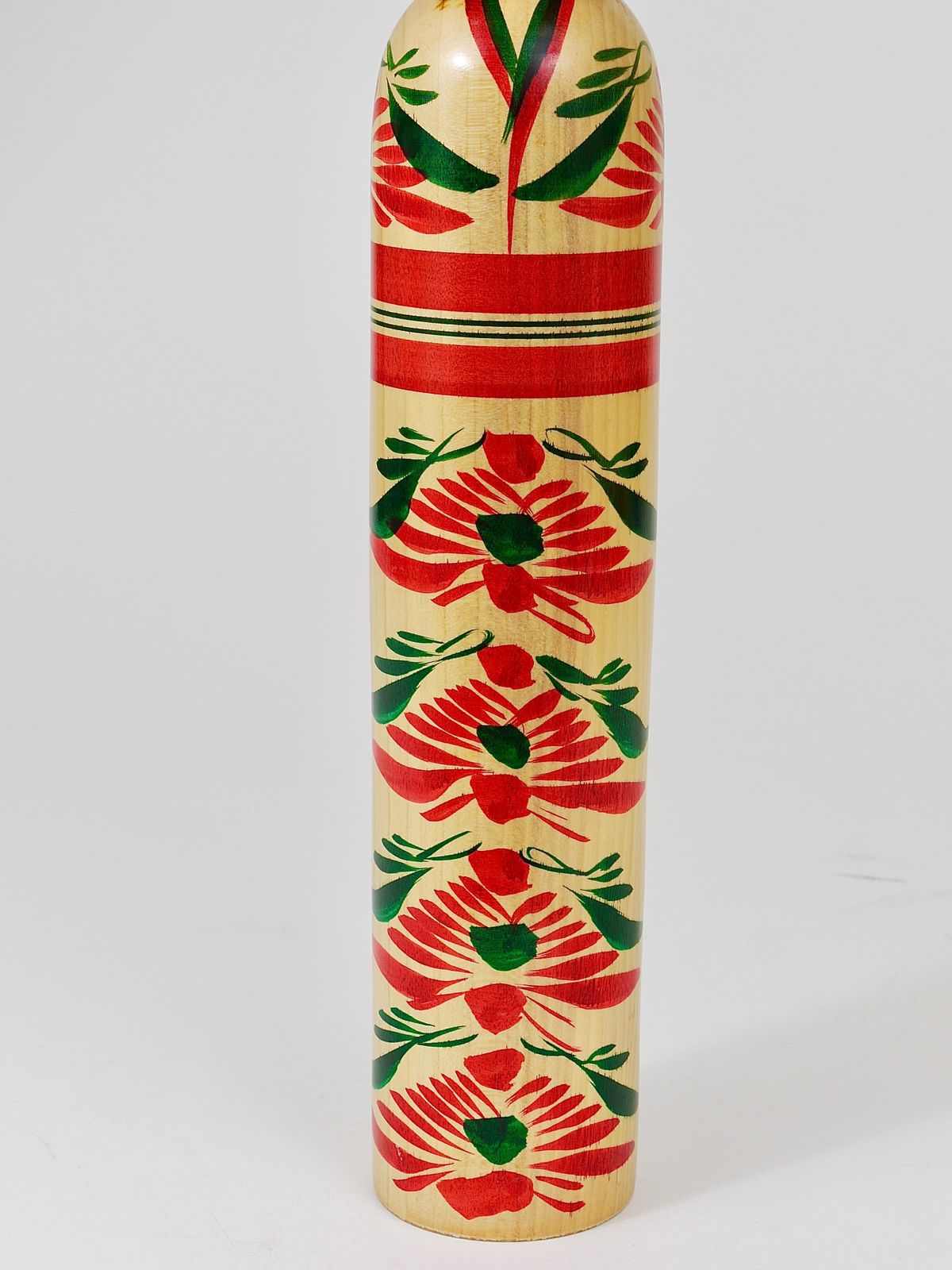 Decorative Kokeshi Doll Sculpture From Northern Japan, Hand Painted, Signed photo vintage