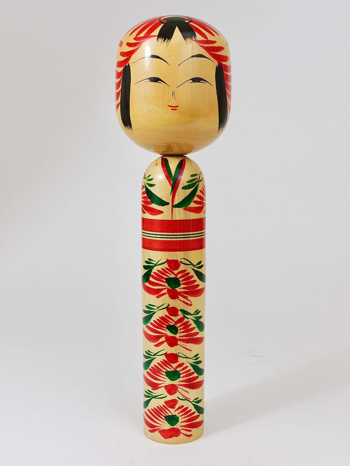 photo furniture Decorative Kokeshi Doll Sculpture From Northern Japan, Hand Painted, Signed
