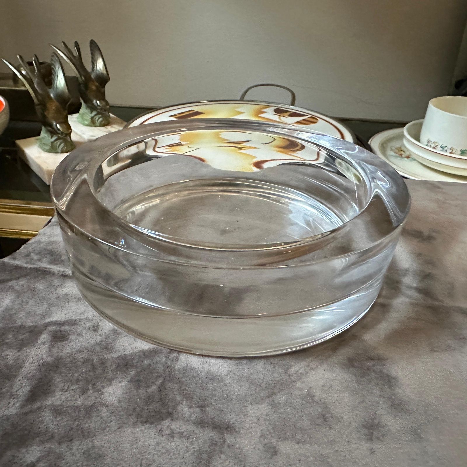 photo furniture 1980s Lino Sabattini Style Minimalist Silver Plated And Glass Bowl
