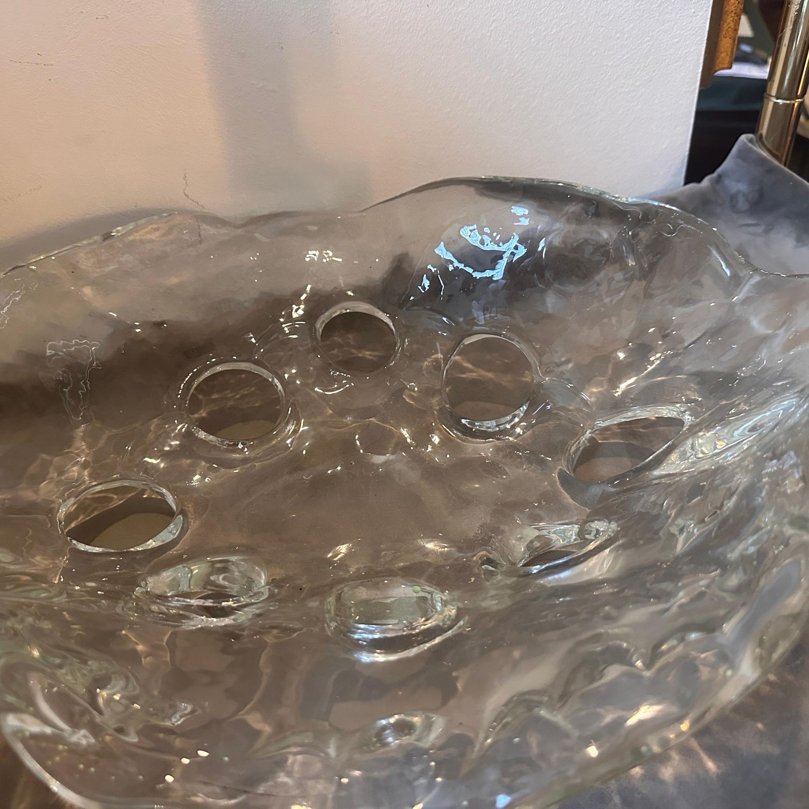 1970s Modernist Clear Murano Glass Oval Italian Centerpiece photo vinterior
