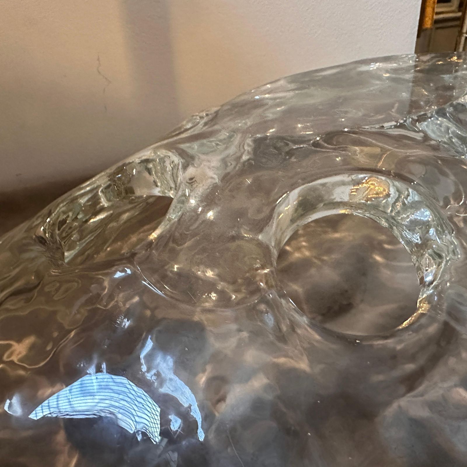 1289.0 1970s Modernist Clear Murano Glass Oval Italian Centerpiece photo