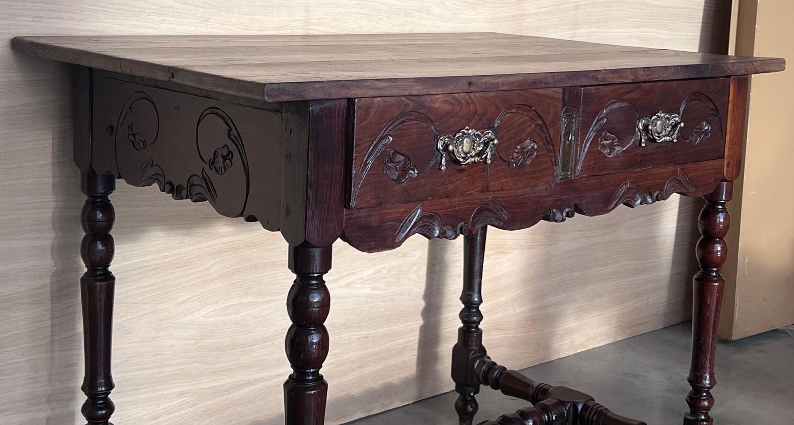 Table console ou table de canapé espagnole rustique en pin « Mobila », avec tiroir photo 2494.0