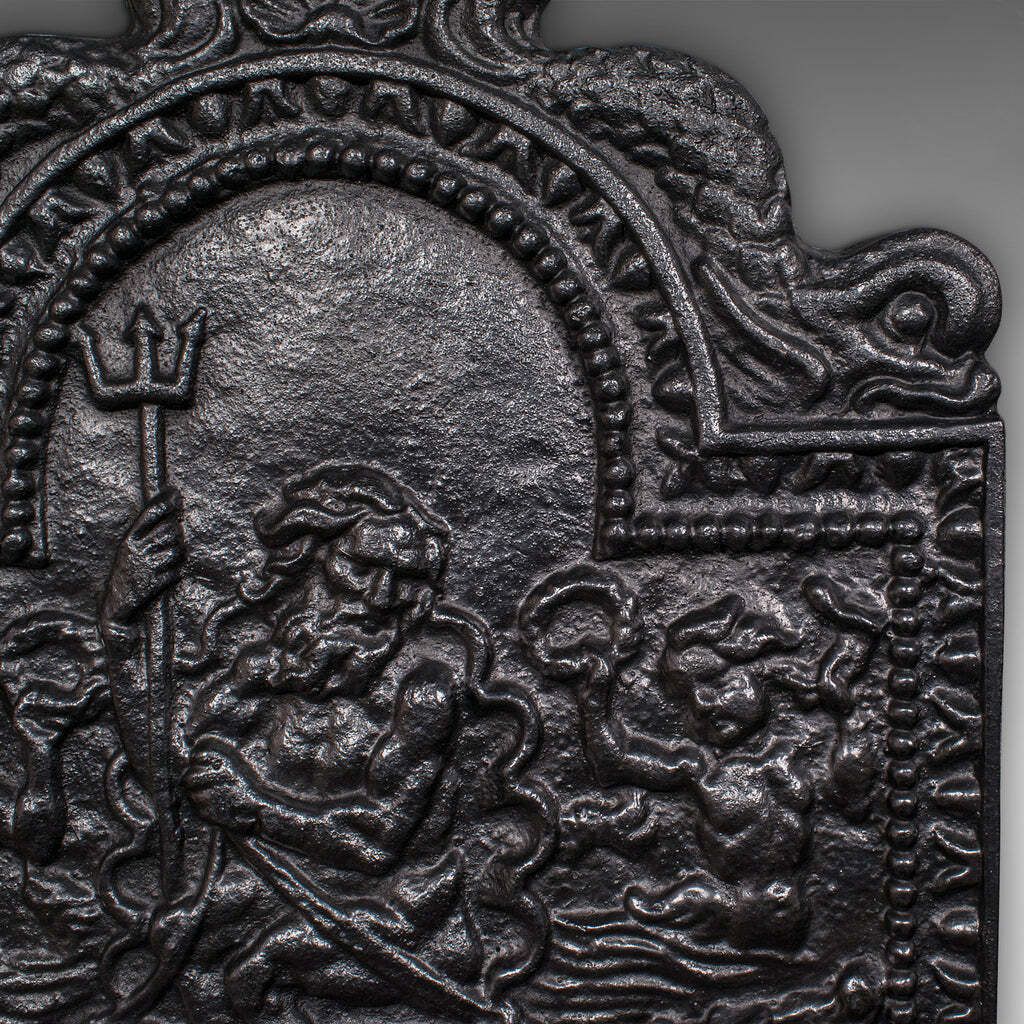 Antique Relief Fire Back, English Cast Iron Fireplace Reflector, Victorian, 1880 photo buy