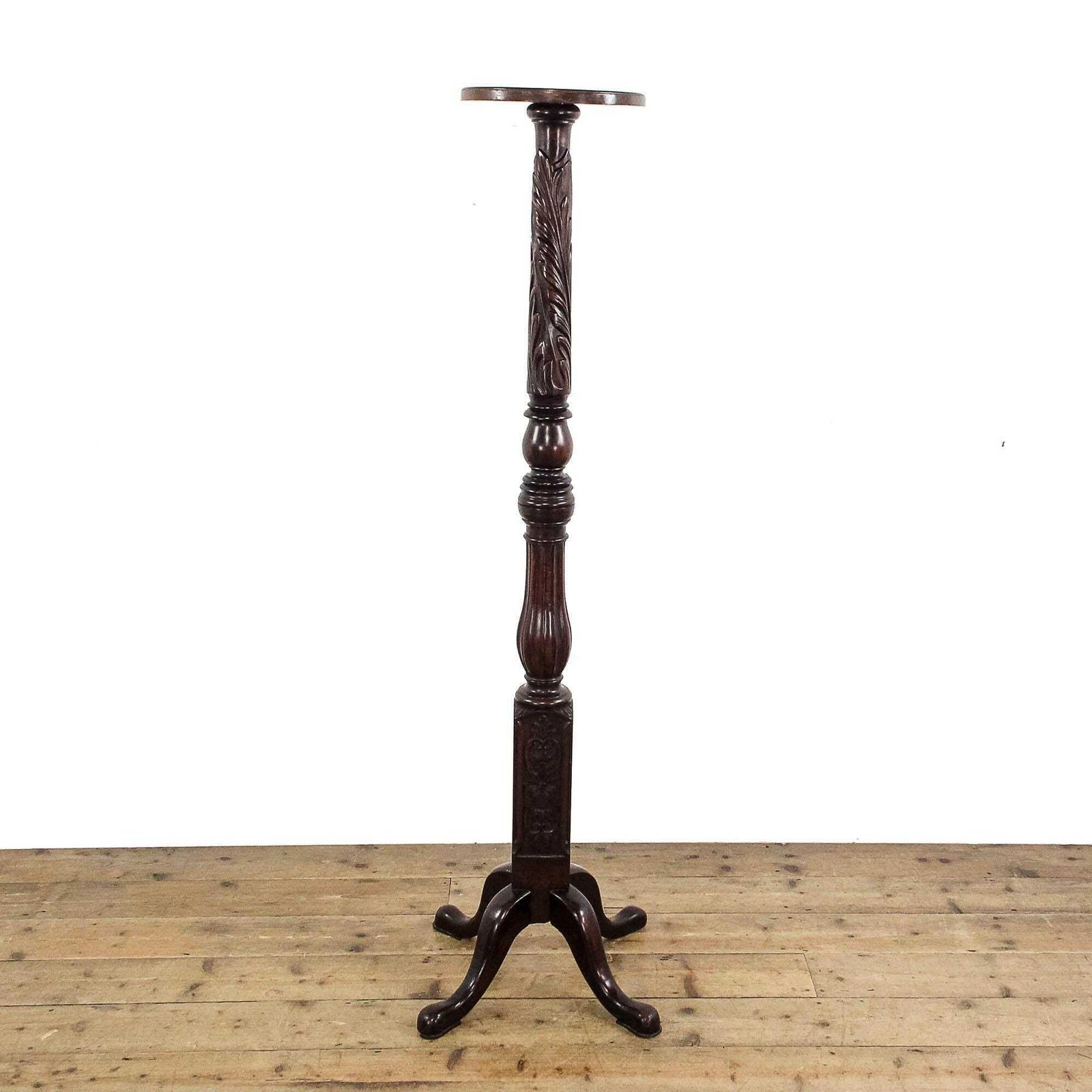 Antique Carved Mahogany Torchiere | Antique Plant Stand | Mahogany Stand | Plant Stand | Antique Stand | Torchiere (M 5826) photo Home Decor