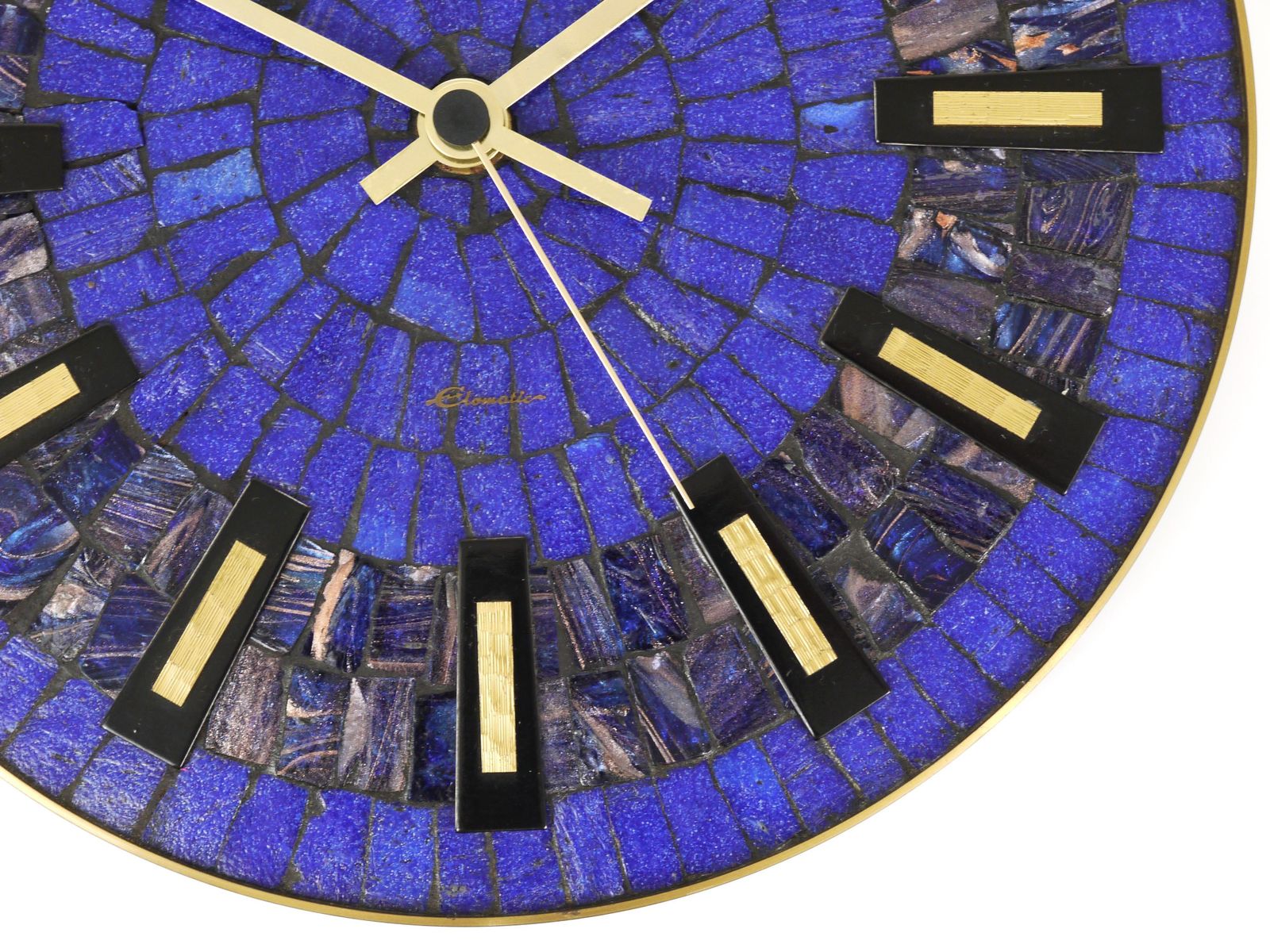 Home Decor Round Modernist Blue Mosaic Wall Clock "Europa, " Germany, 1950s photo