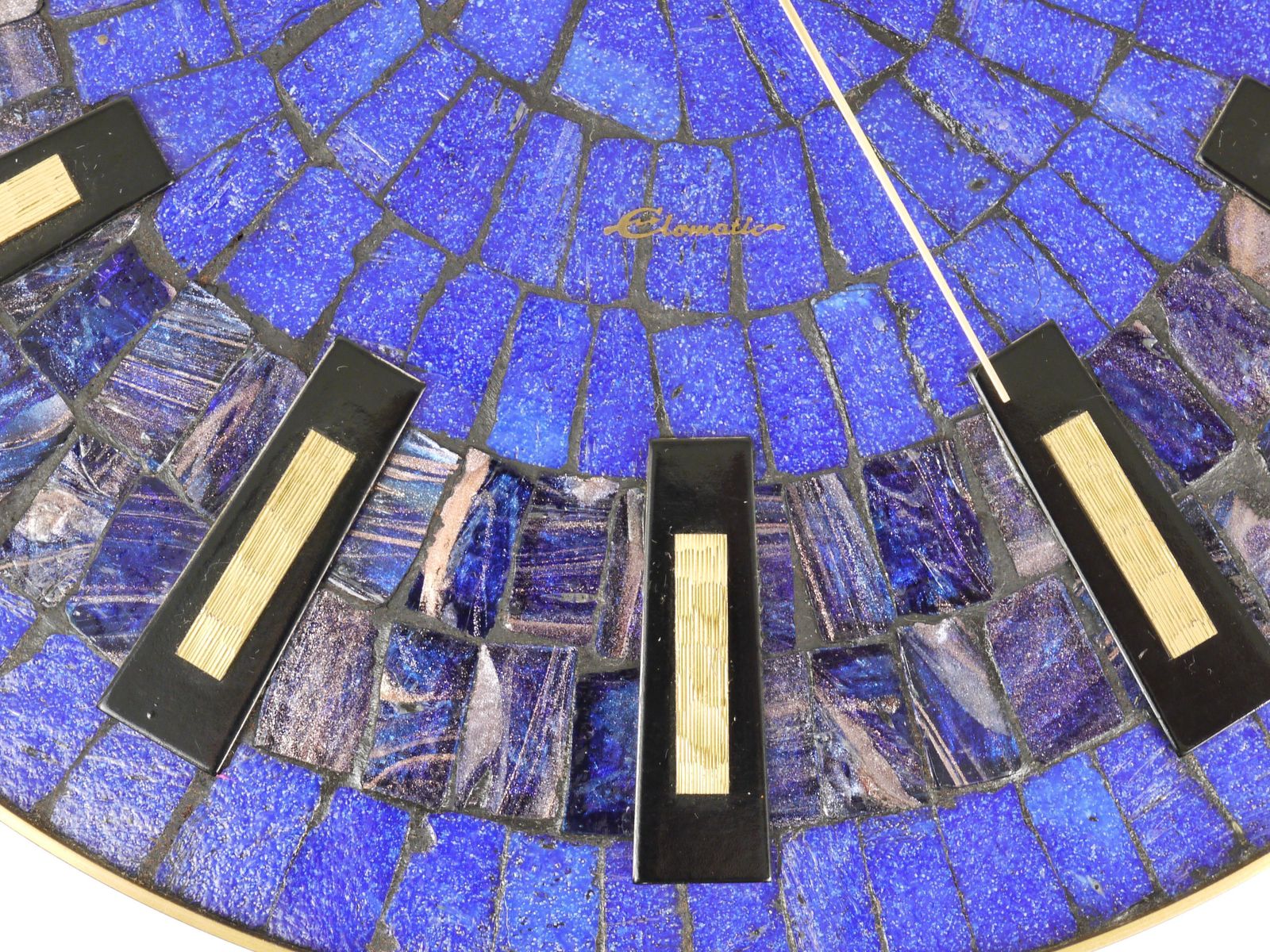 photo vinterior Round Modernist Blue Mosaic Wall Clock "Europa, " Germany, 1950s