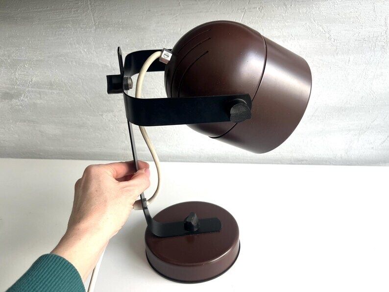 Vintage Desk Lamp / Yugoslavian Table Lamp / Brown Small Lamp Sijaj Hrastnik 80s / Table Lamp / Table Lighting / Original photo for sale