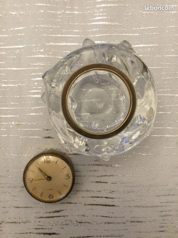 Vintage Crystal Alarm Clock Schneider France 1960 photo for sale
