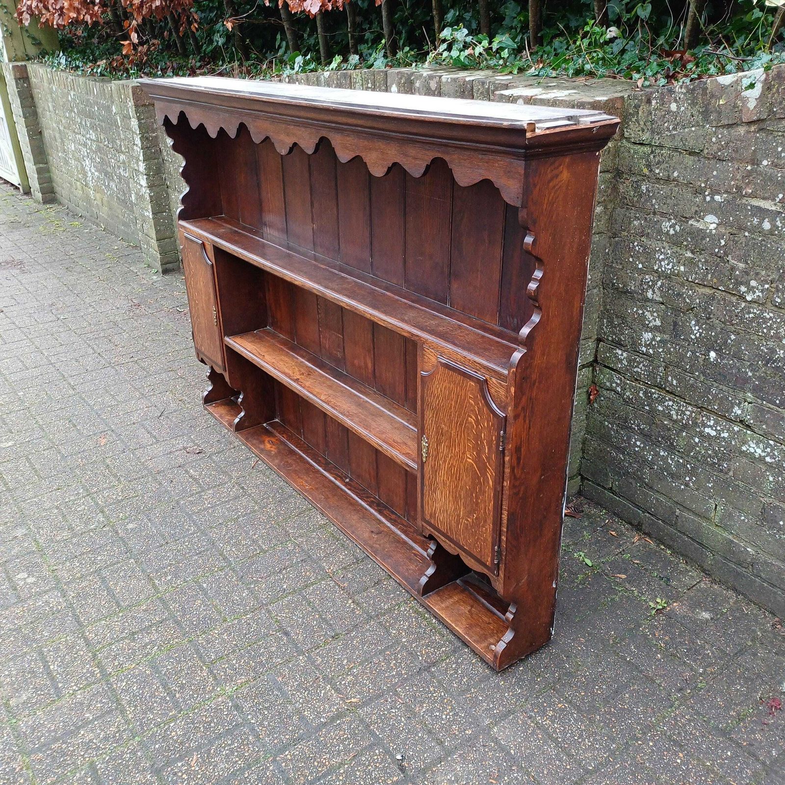 Huge Imposing 6ft Victorian Plate Rack Dresser Top Display Shelves Made Of Solid Oak With 2 Cupboards photo Furniture