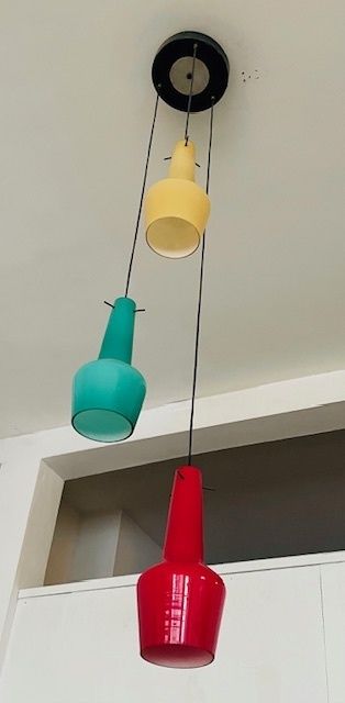Italian Mid Century Modern Cascading Glass Chandelier photo 995.0