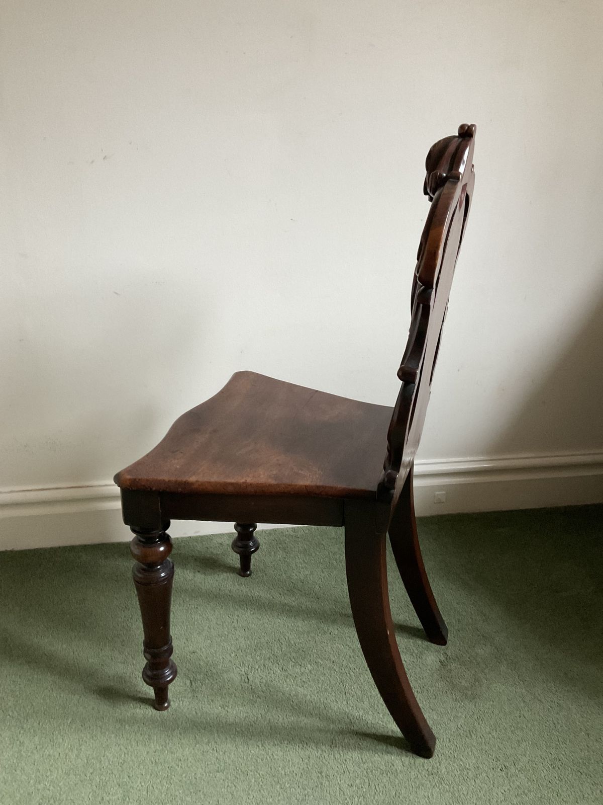 Victorian Mahogany Shield Back Hall Chair Circa 1870 photo for sale