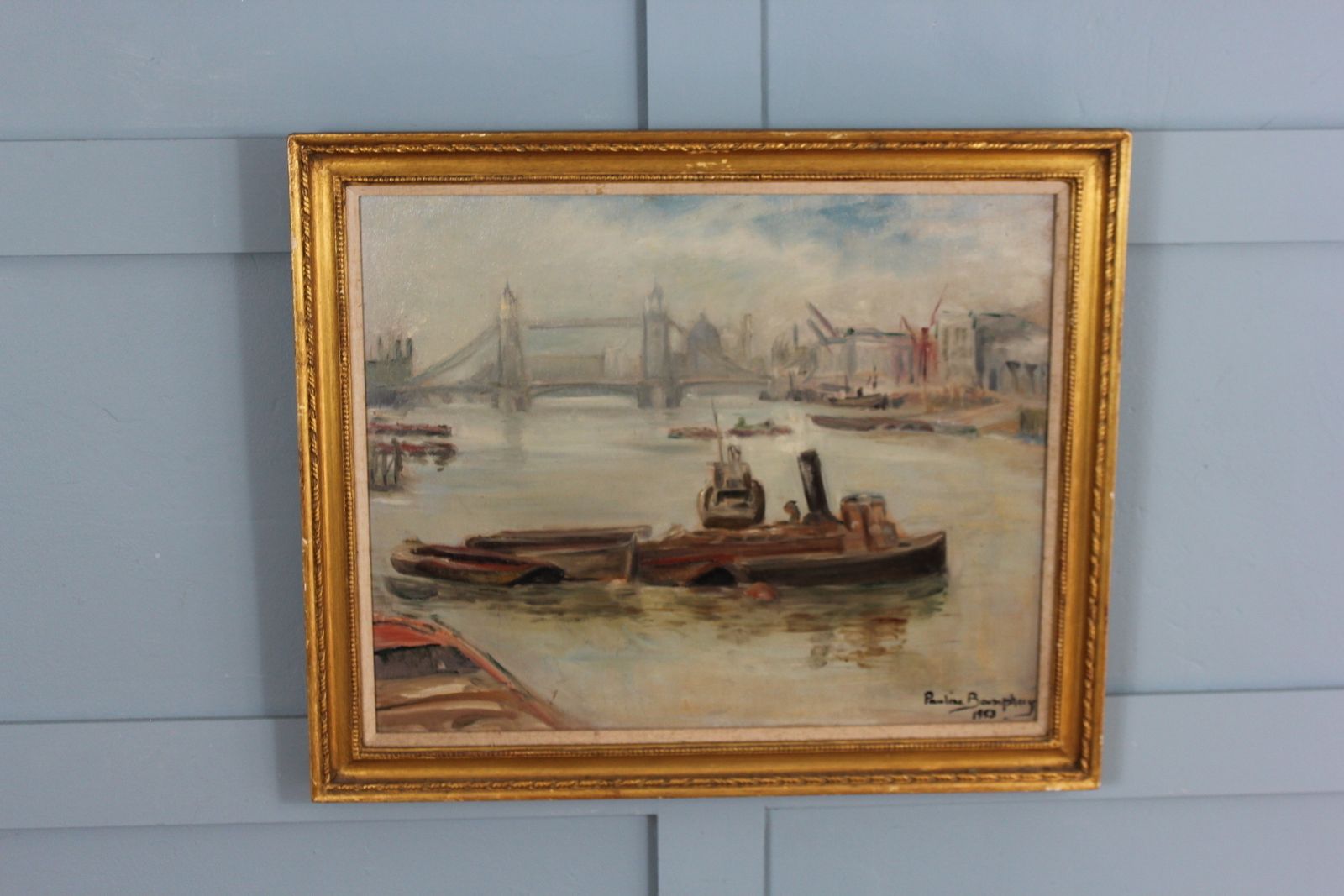 Pauline Boumphrey Tug Boats On The River Thames London Painting photo furniture