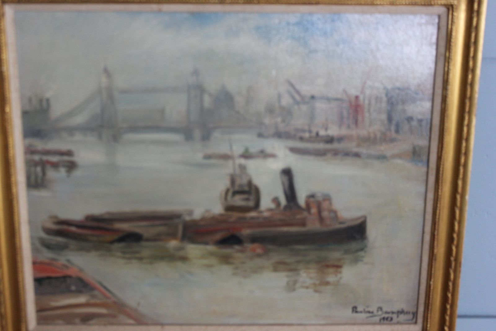photo for sale Pauline Boumphrey Tug Boats On The River Thames London Painting