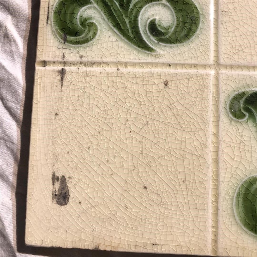 Set Of Ten Original Antique Fireplace Tiles With Nouveau Tulips 1900 photo Home Fixtures