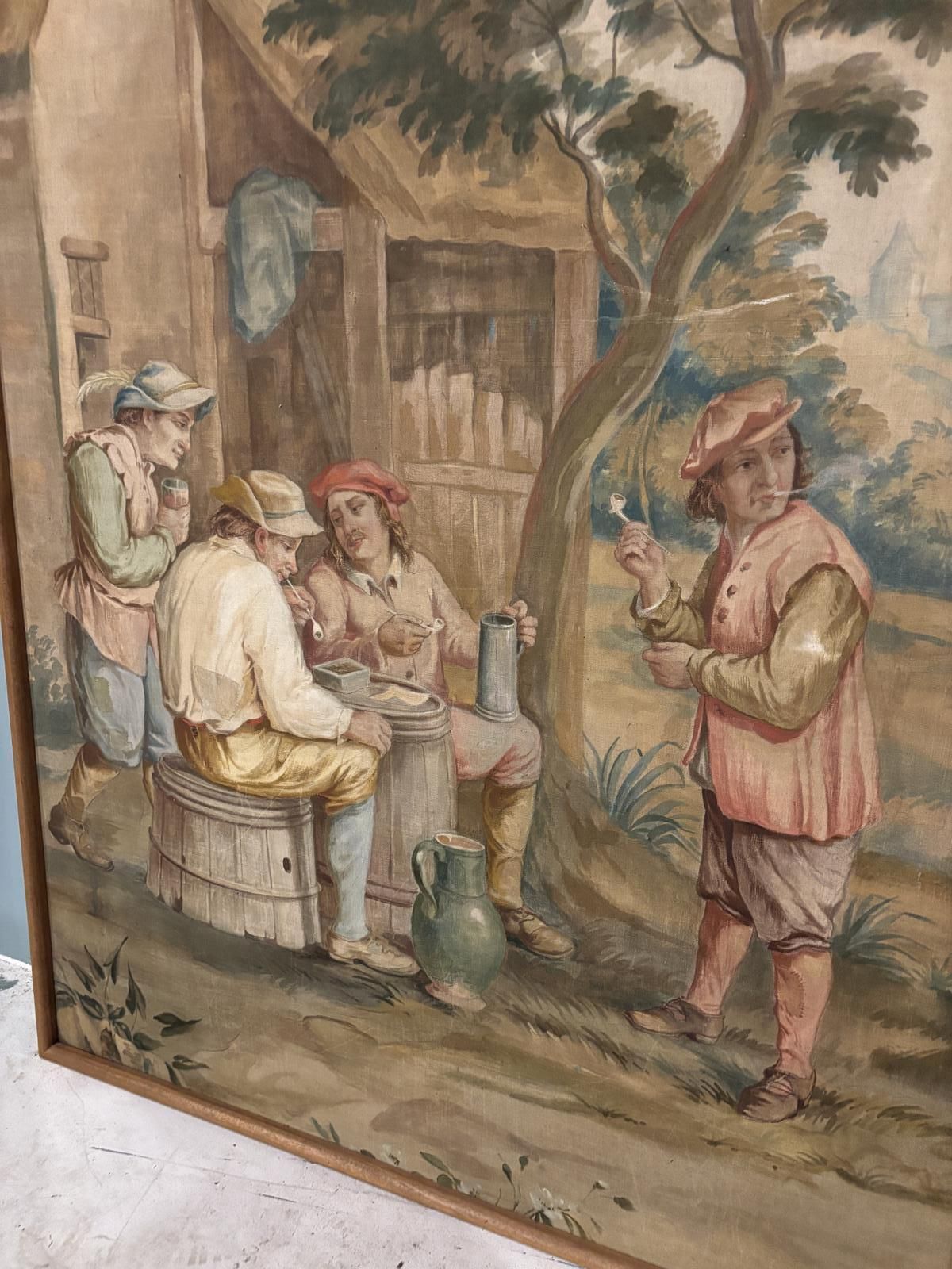 Large 19th Century Flemish Country Painting photo Art