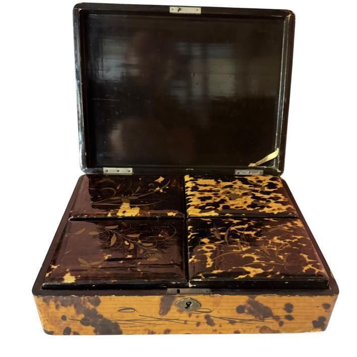 Japanese Lacquered Box Of Four Deck Of Cards photo Home Decor