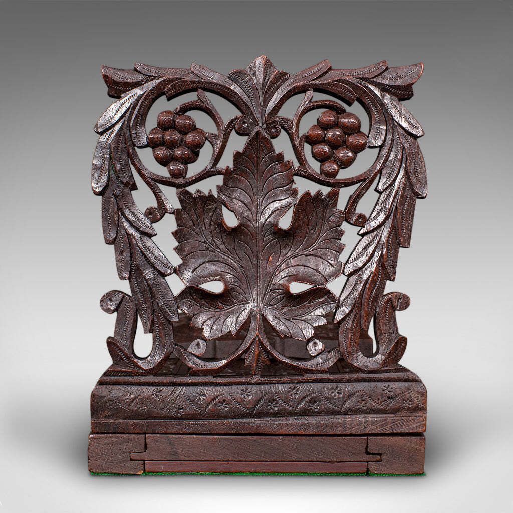 Antique Extending Book Slide, Anglo Indian, Carved Teak, Novel Rest, Victorian photo 595.0
