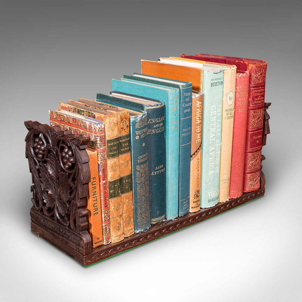 Home Decor Antique Extending Book Slide, Anglo Indian, Carved Teak, Novel Rest, Victorian photo