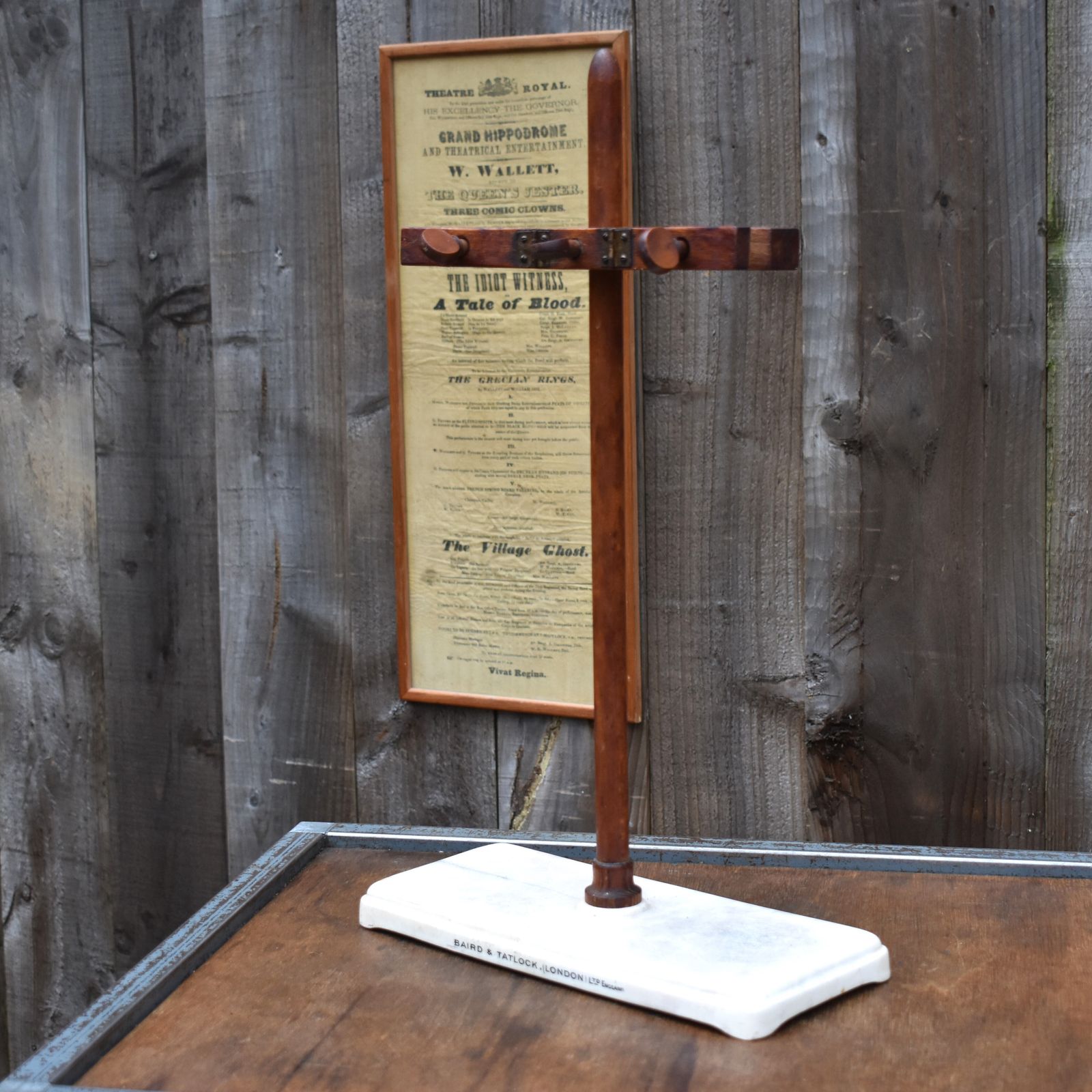 Antique 1900s Baird & Tatlock England Ceramic Wood Apothecary Laboratory Stand photo vintage