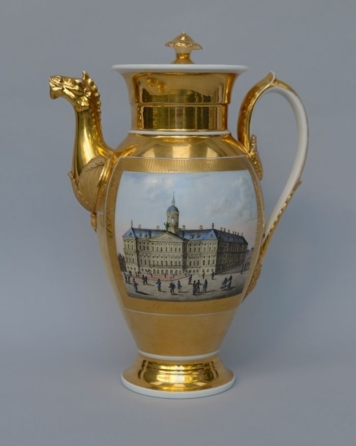 Empire Coffee Pot And Two Cups And Saucers With Views Of Amsterdam, Haarlem And Rotterdam photo vinterior