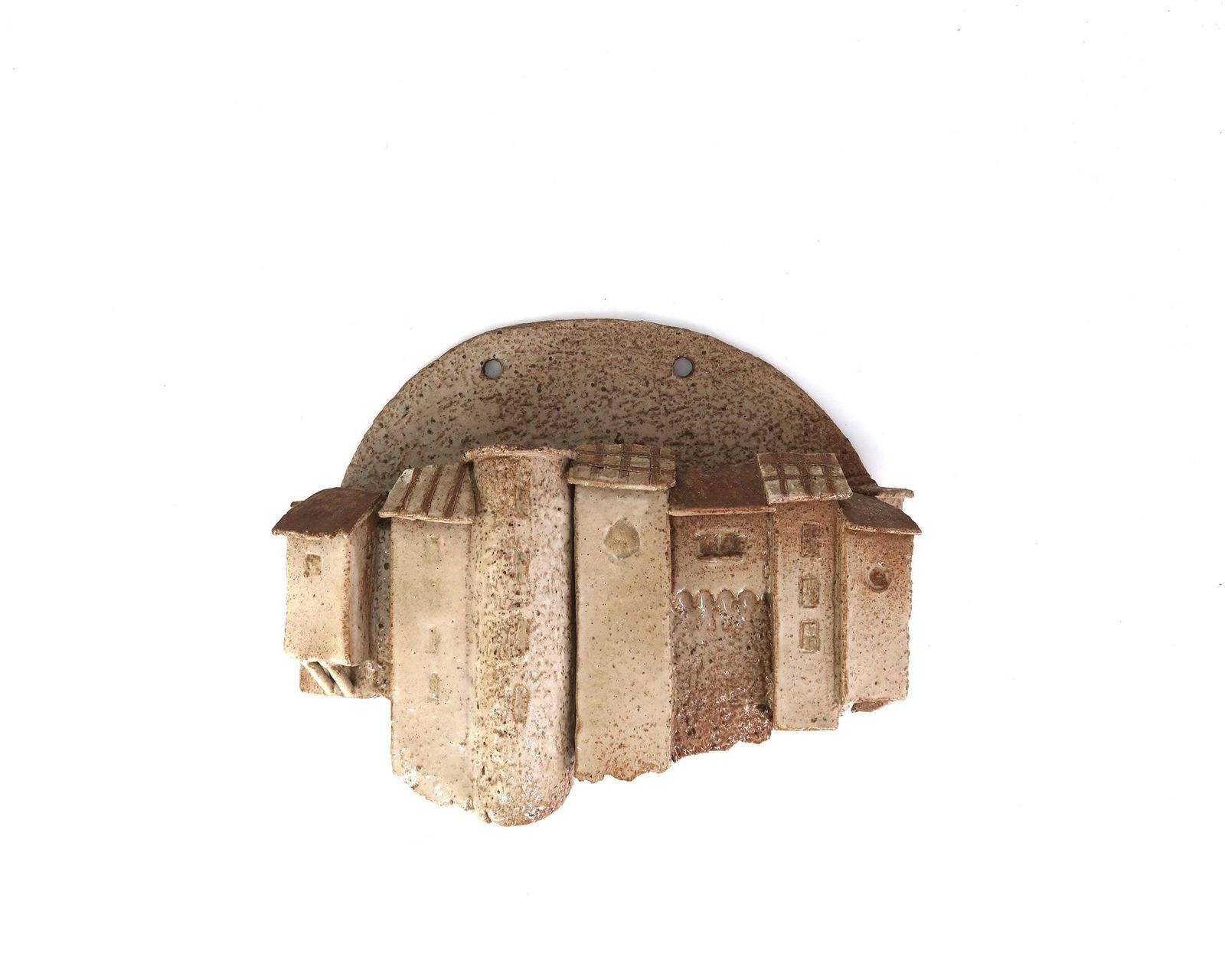Wall Stoneware Ceramic Planter Representing A French Hilltop Village, France 1970s / Vintage, Cactus Plant Stand, Rustic