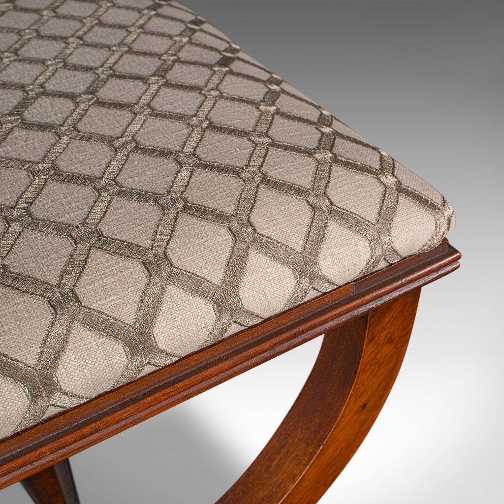 Vintage Regency Revival Footstool, English, Beech, Fireside, Bedroom Stool photo buy