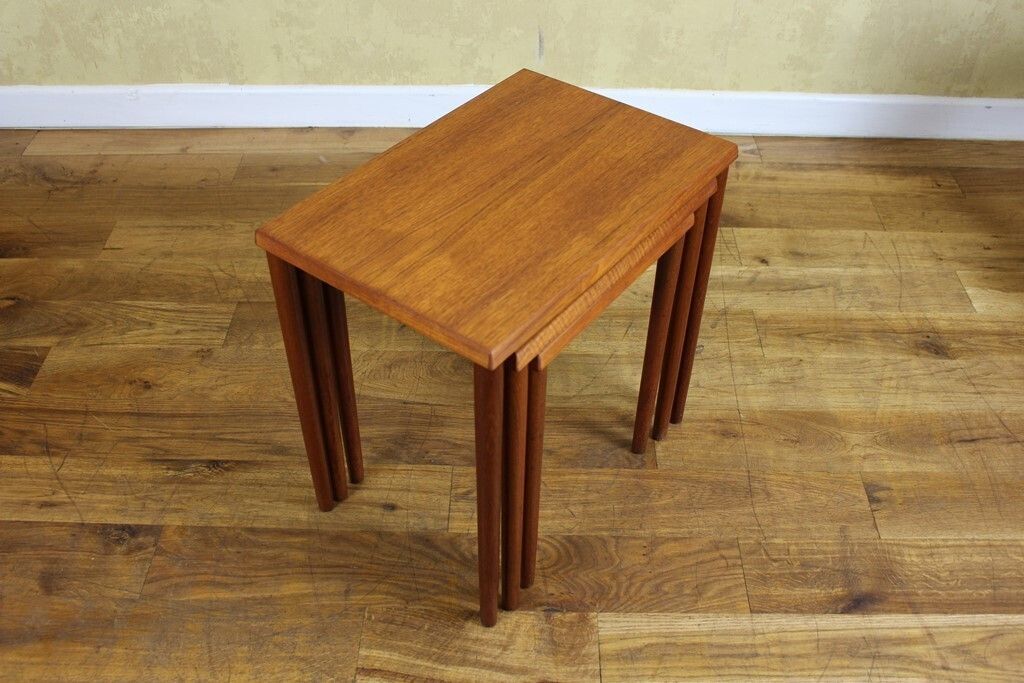 Stylish Danish Teak Nest Of 3 Small Tables photo for sale