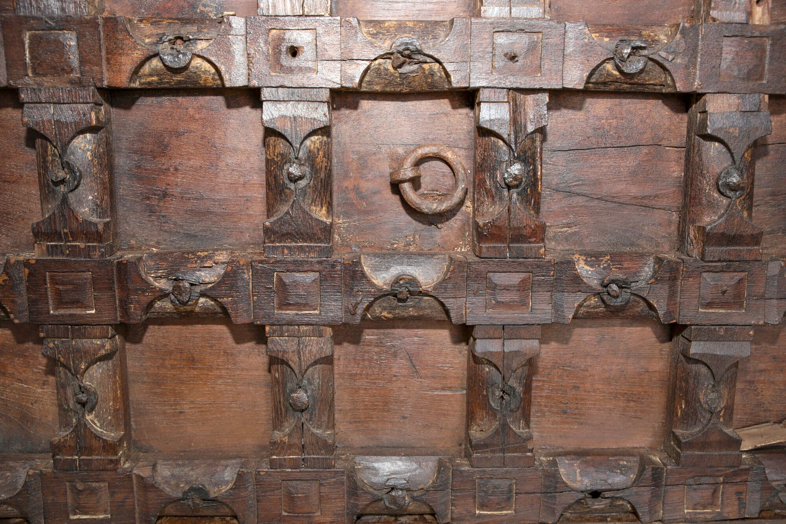 Antique Indian Teakwood & Brass Ceiling Decor (Circa 1900) – Hand Carved Ceiling Or Wall Art From Haveli Architecture photo 2495.0