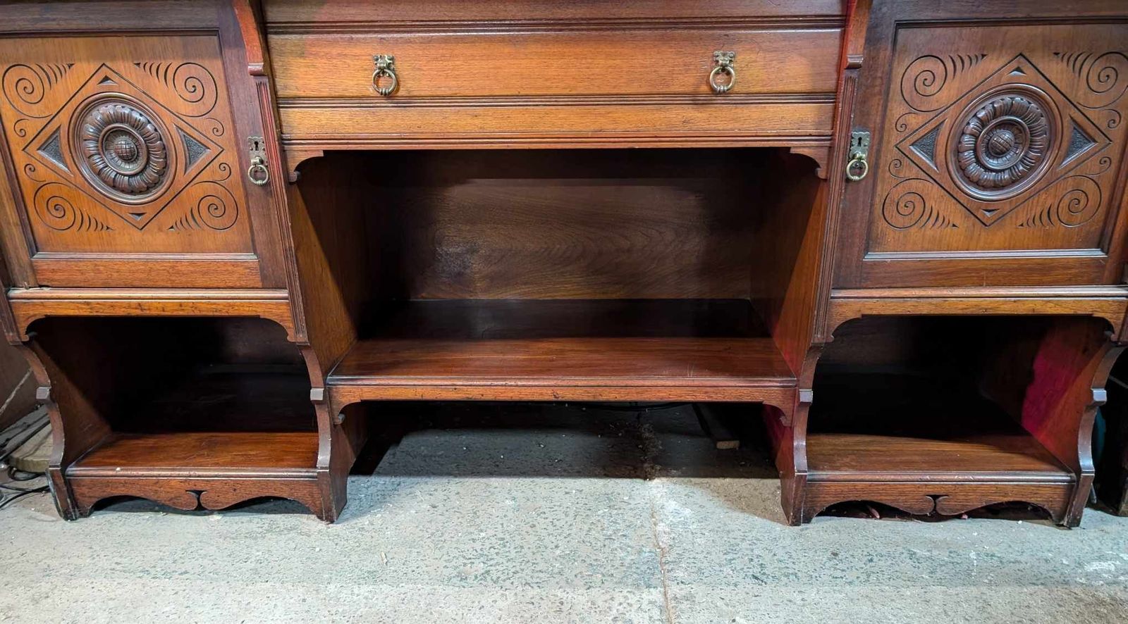 Large 20th Century Oak Sideboard With Cupboards, Drawer And Shelves photo buy
