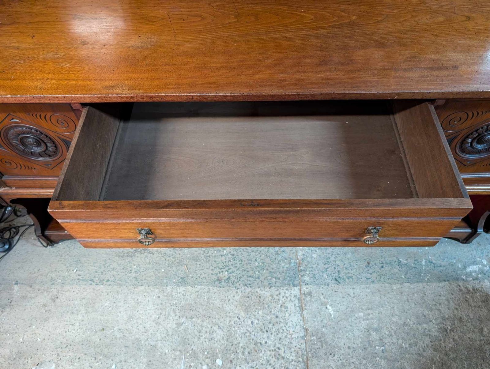 Large 20th Century Oak Sideboard With Cupboards, Drawer And Shelves photo vinterior