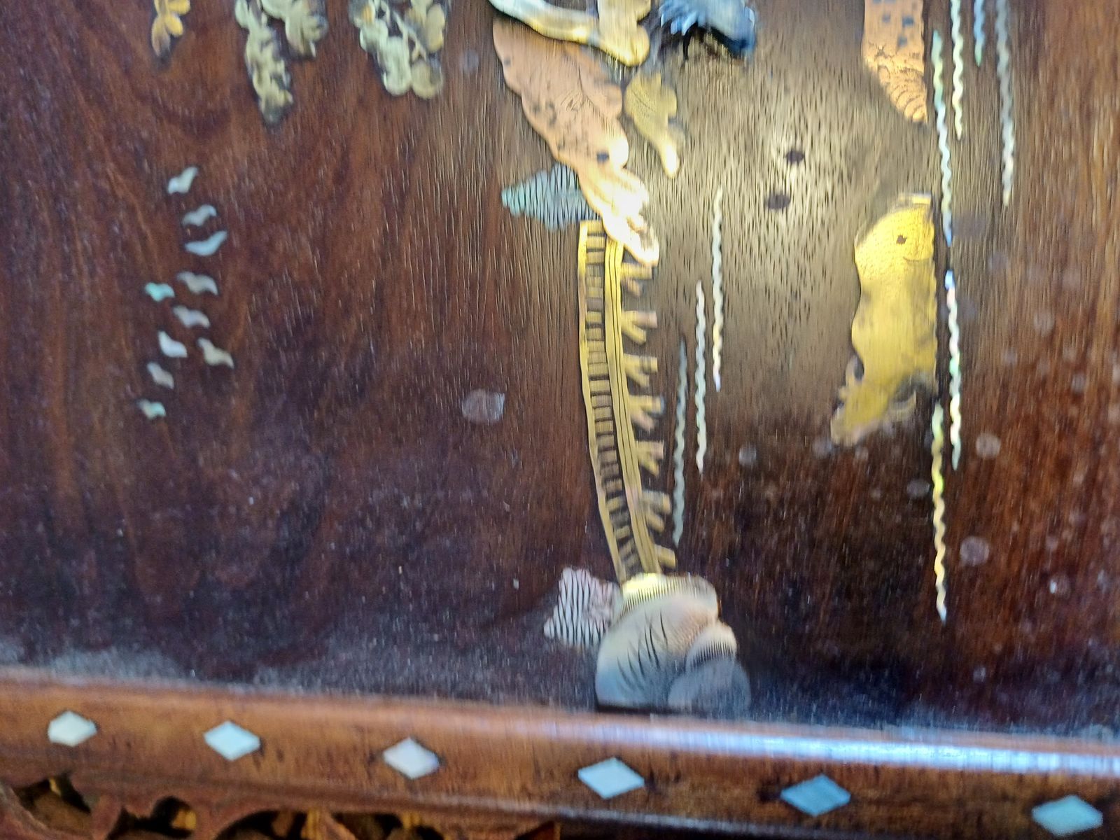 photo furniture 2 Japanese Wood, Brass And Mother Of Pearl Panel Paintings