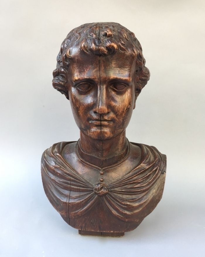 Wooden Bust Of A Young Man
