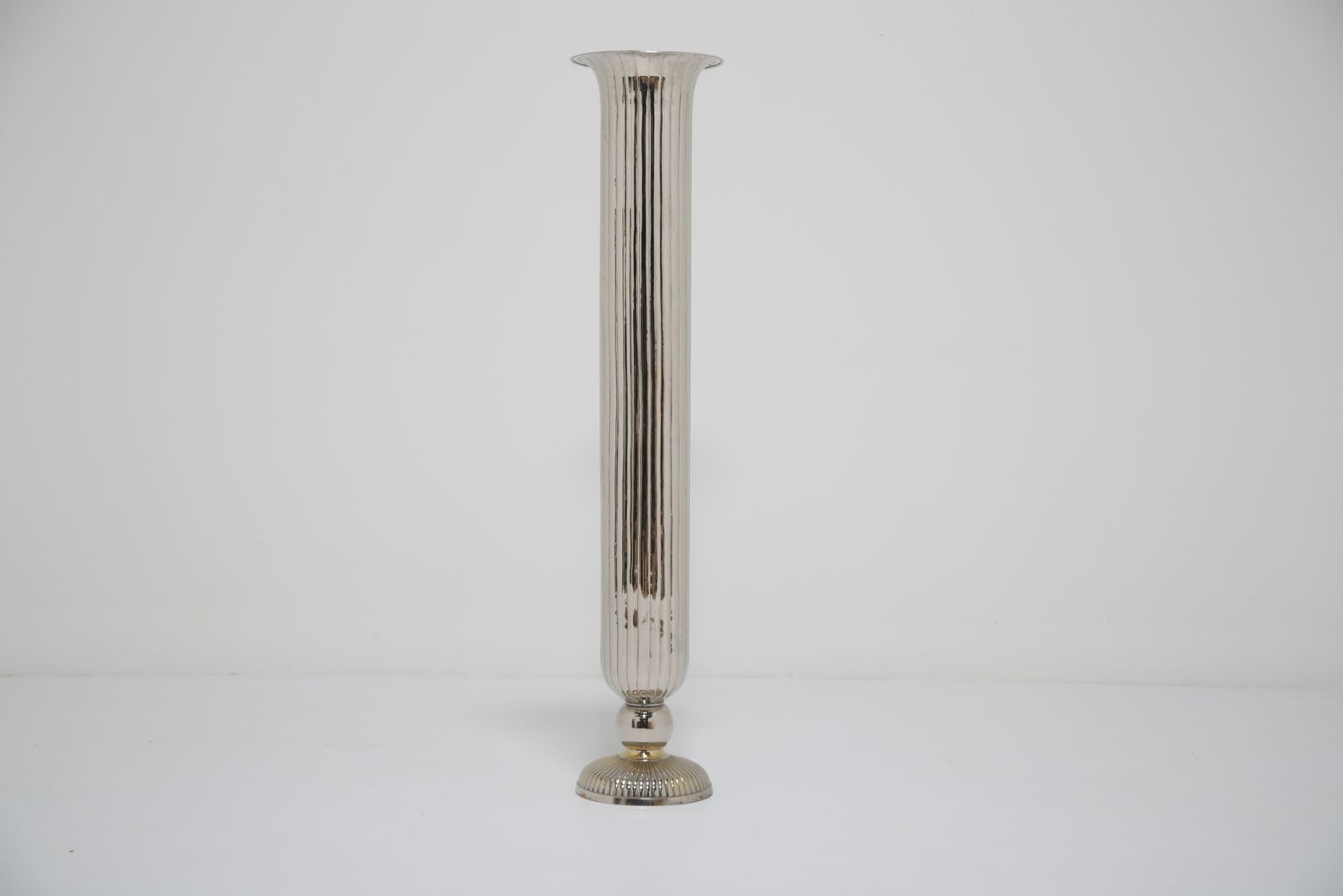 photo furniture Vintage American Very Tall Ribbed Trumpet Flute Vase, 1950s.