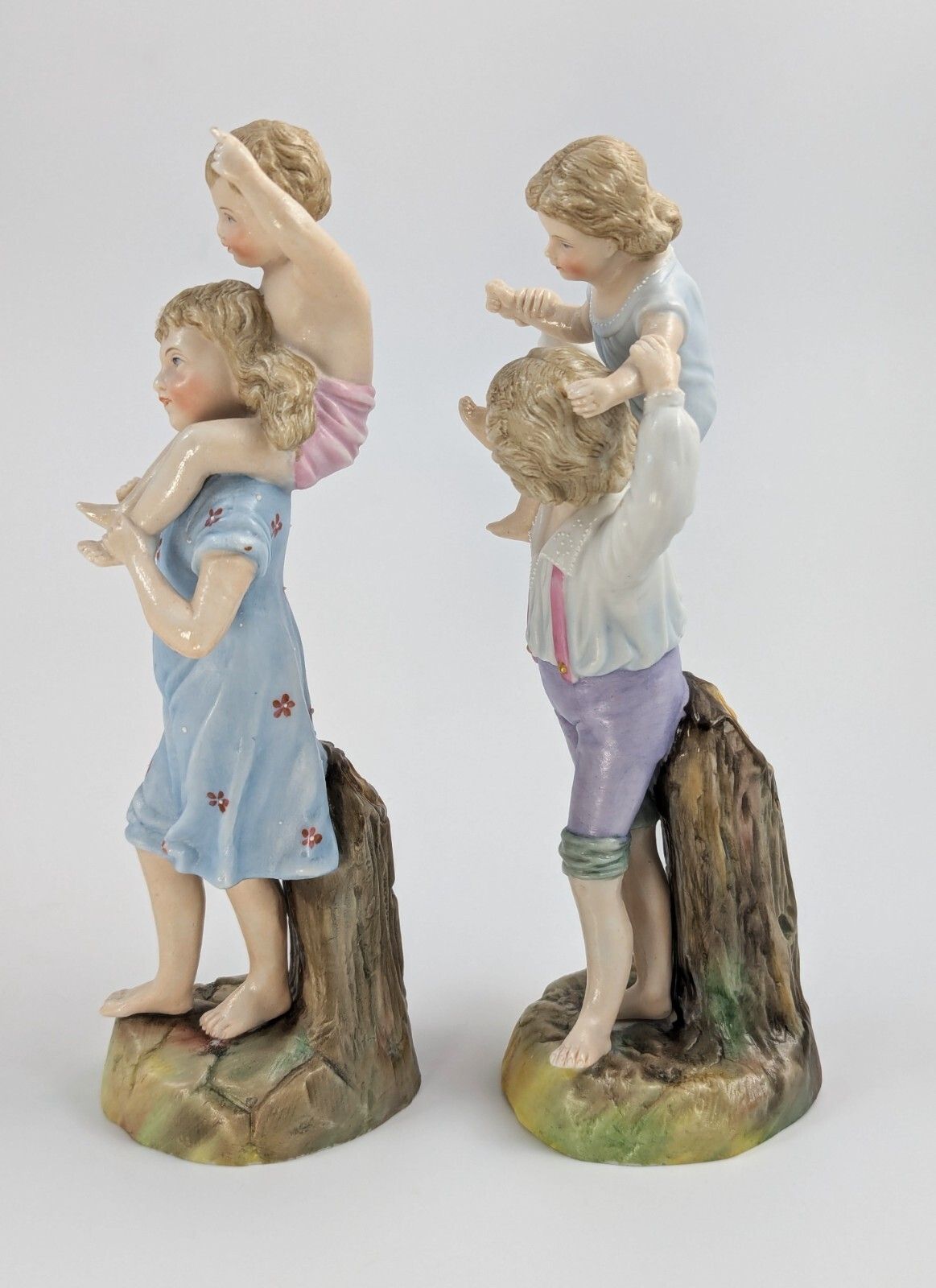 Ernst Bohne & Söhne Figurines: Boy & Girl Holding Children, C. 1887 photo furniture