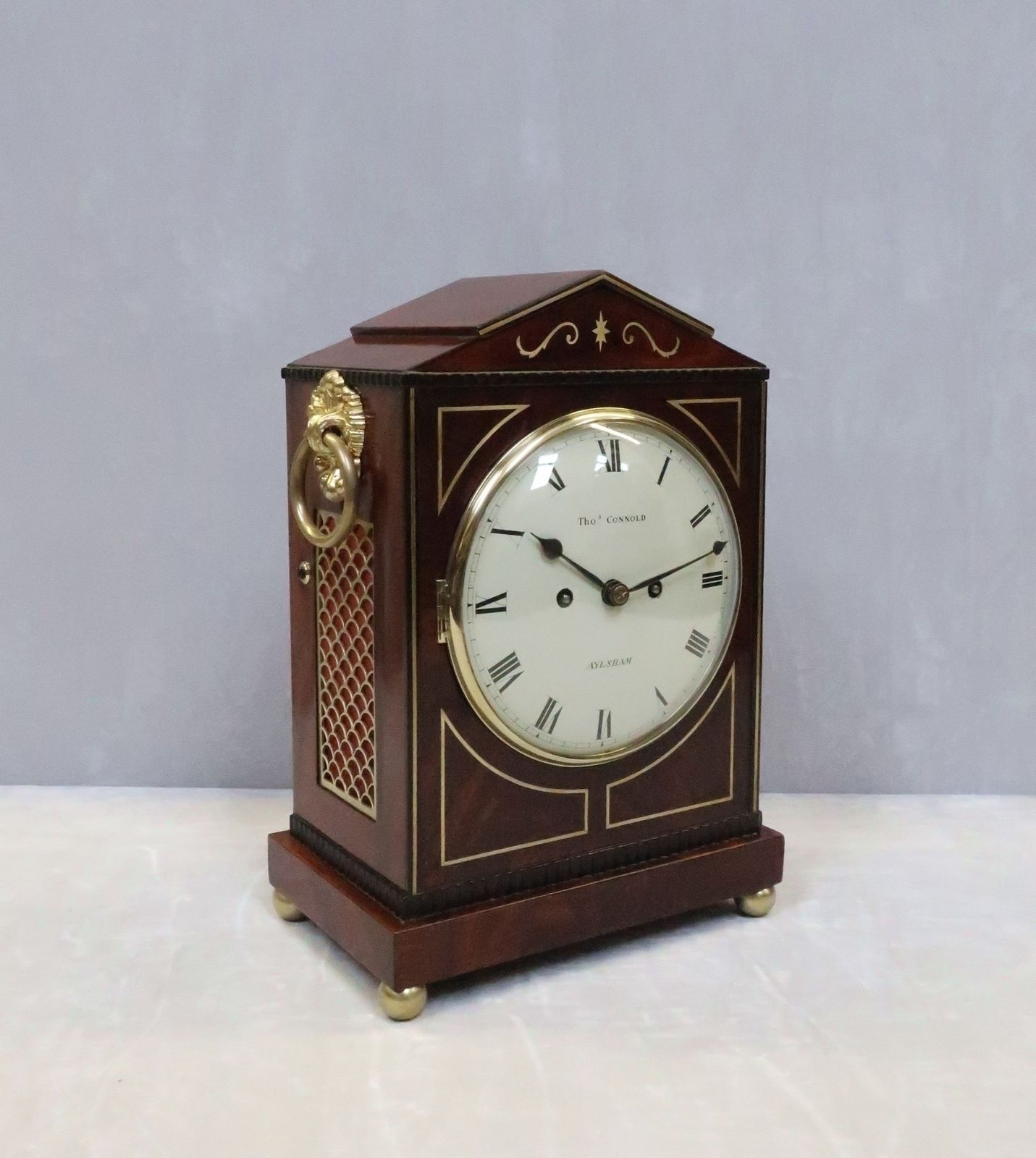 Regency Mahogany And Brass Inlaid Bracket Clock By Thomas Connold photo 3250.0