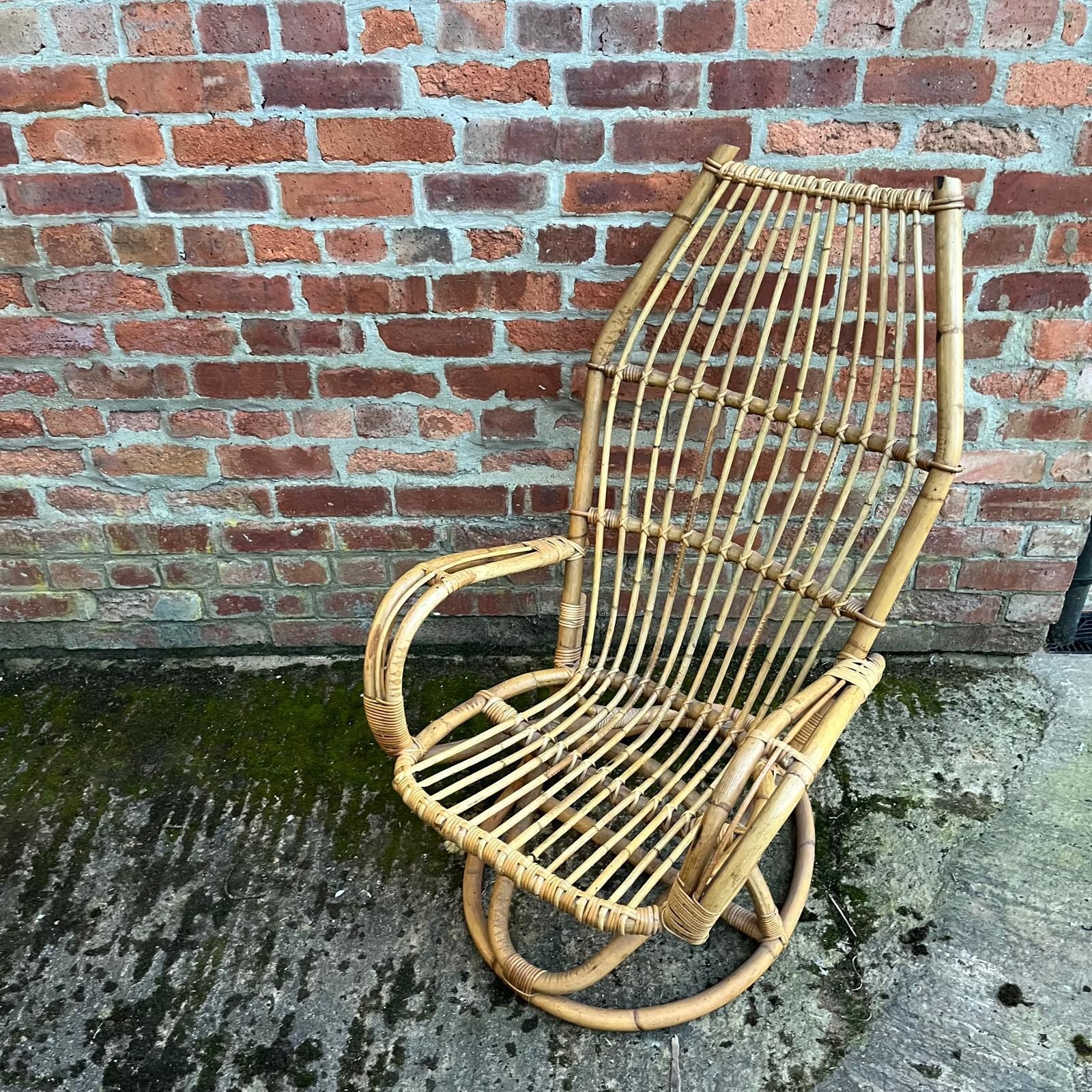 Vintage Bamboo Chair /Armchair With Circular Base photo furniture