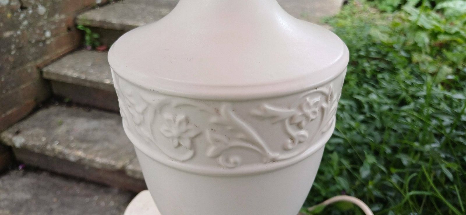 Vintage Light Cream Marks And Spencer Large Ceramic Table Lamp Working. photo vintage