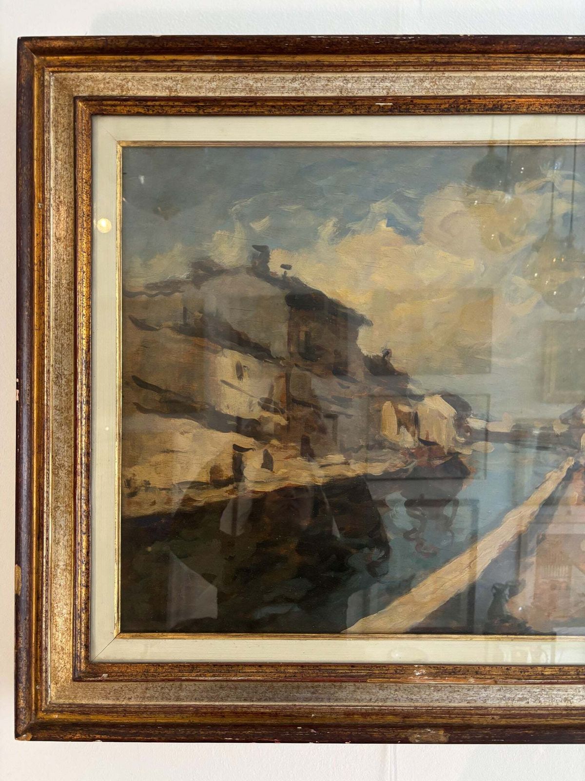 Oil Painting On Canvas Of Navigli Of Milan By Achille Cattaneo Early Twentieth Century photo furniture