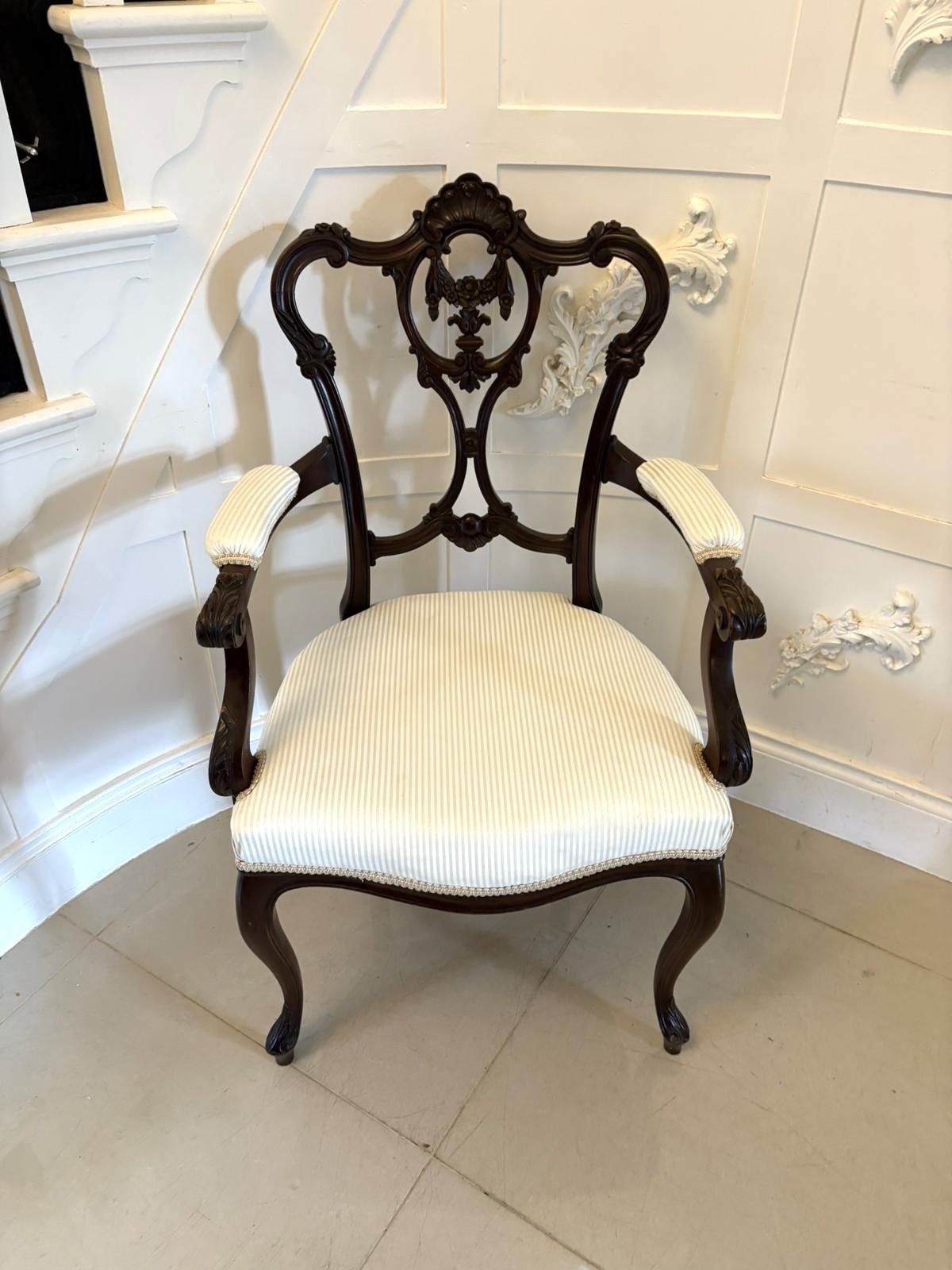 Antique 19th Century Quality Carved Mahogany Office Chair photo vinterior